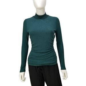 BCX Style Women's Hunter Green Long Sleeve Mock Neck Shirt, Size: XS, New